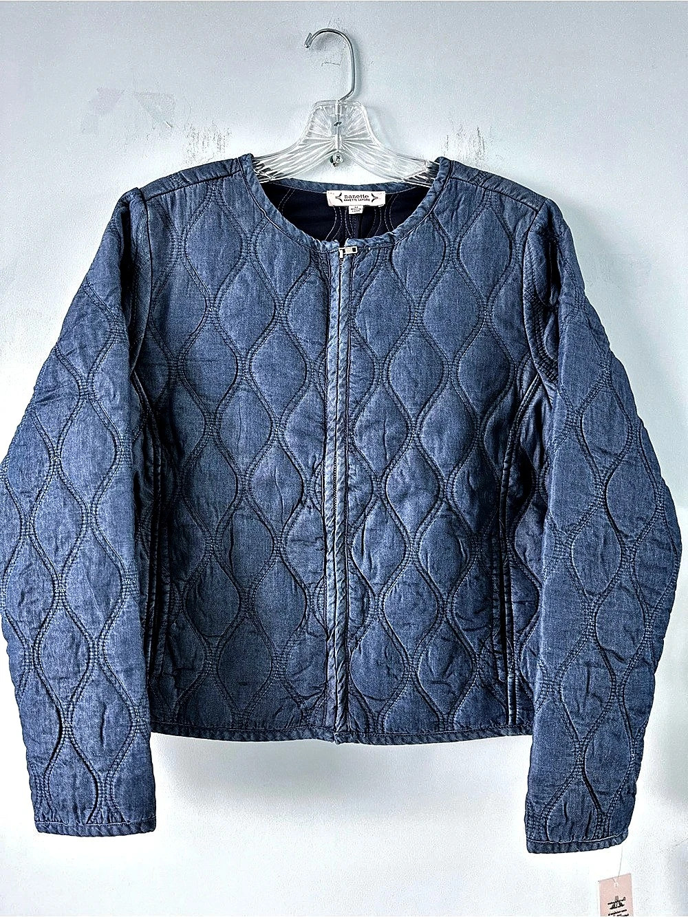 Nanette Lepore Quilted Denim Jacket in Blue Size XL NWT